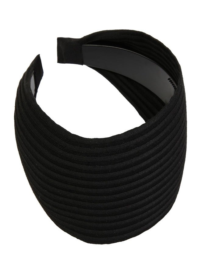 AIBFRID Black Headbands for Women 2.7 Inch Extra Wide Fabric Headband Fashion Stripe Non Slip Elastic Head Bands for Girls Hair Accessories - Image 1
